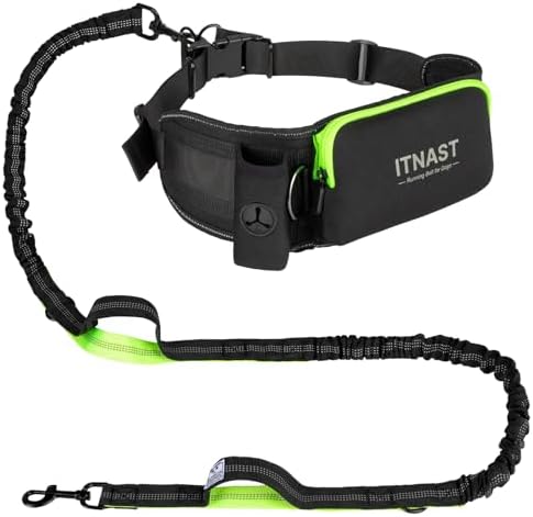 Hands Free Dog Leash for Medium Large Dogs, Waist Support Padded Bungee Dog by ITNAST