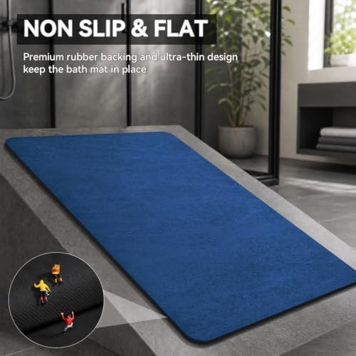 MontVoo -Bath Mat Rug-Rubber Backing Non Slip Quick Dry Absorbent Thin Bathroom - Image 5