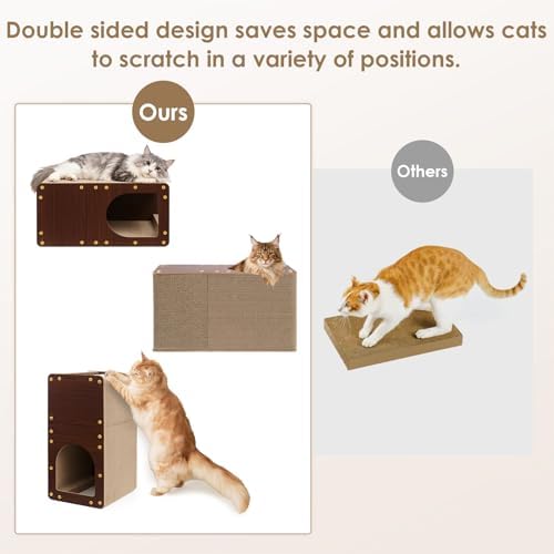EHEYCIGA Cardboard Cat Scratcher House, 23-Inch Cat Scratch pad, Dark Brown - Image 4