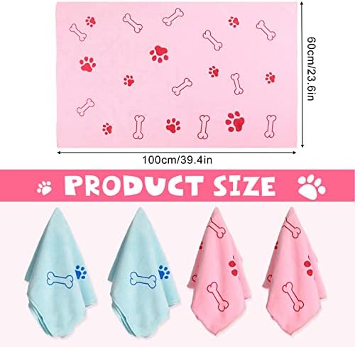 Chumia 4 Pcs Dog Towels for Drying Dog Puppy Bulk Microfiber Absorbent Paw - Image 4