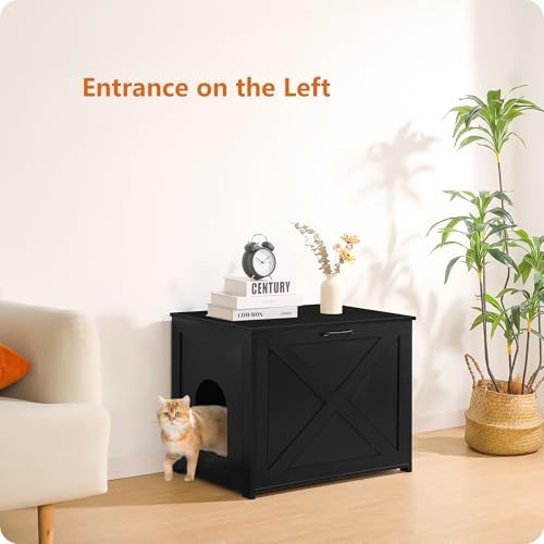 Dwanton Cat Litter Box Enclosure, Hidden Litter Box Furniture, 27.6 Inches - Image 3