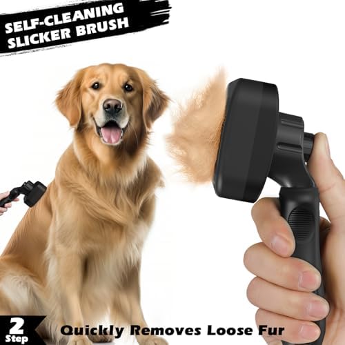 Professional 3PCS Self Cleaning Slicker Brush & Pet Grooming Rake & Flea Comb - Image 4