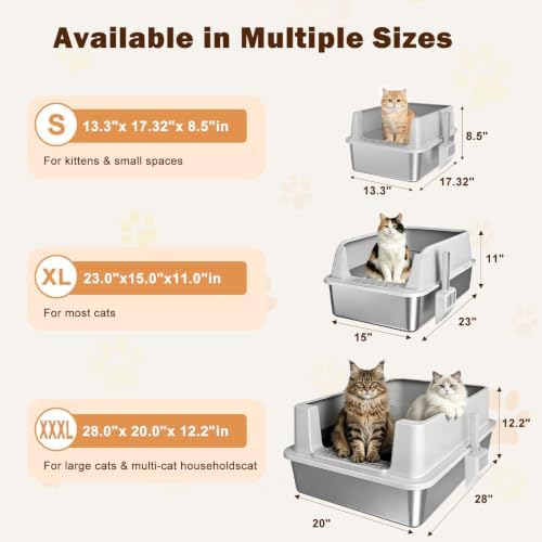 AIPERRO Extra Large Stainless Steel Litter Box - Image 3