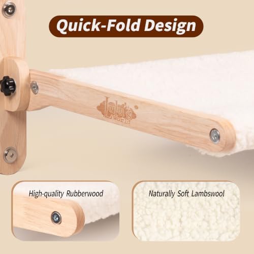 LuLu's World Foldable Large Cat Window Perch, Wooden Frame 23.7"×14.4" Beige - Image 3