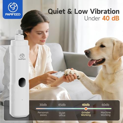 PAPIFEED Dog Nail Grinder with LED Light, Ultra Quiet 3-Speed Electric Nail File - Image 3