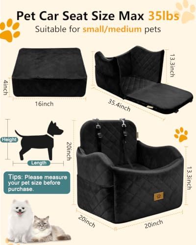 Dog Car Seats for Small Dogs Up to 35 lbs, Machine Washable Puppy Car Seat - Image 2