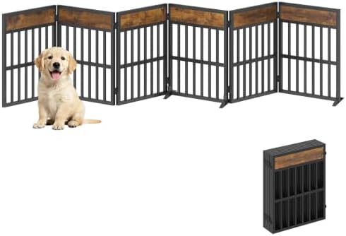 YATINEY Pet Gate, 6-Panel Indoor Foldable Dog Gate, Assembly-Free by Yatiney
