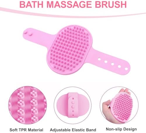 6PCS Pink Dog Washing Kit with Brush, Towel & Bag - Image 4