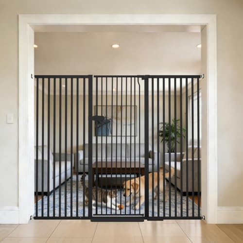 Lumizone Extra Tall Cat Gate 55.12" High 63.39"-67.71" Wide Pet Gate Black by Lumizone