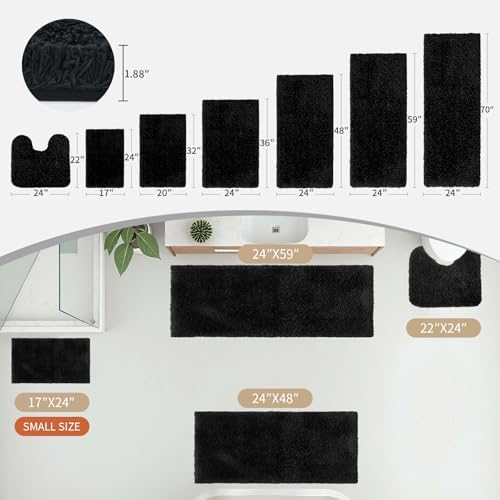 Disolla Black Bathroom Rugs 24x36, Non-Slip Plush Thick Bath Mat - Image 2
