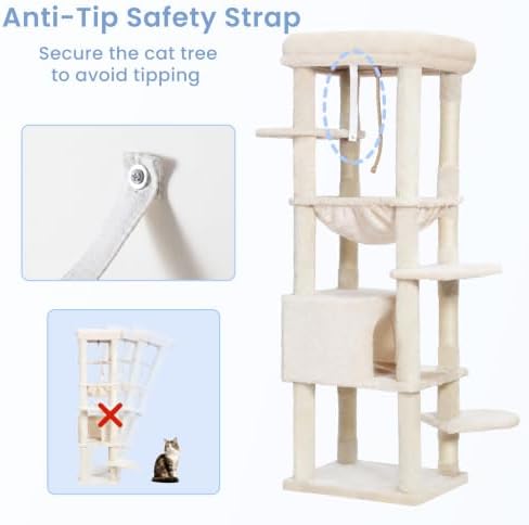 Heybly Cat Tree for Large Cats, 20lbs Heavy Duty, 60 inches XXL HCT050M - Image 6