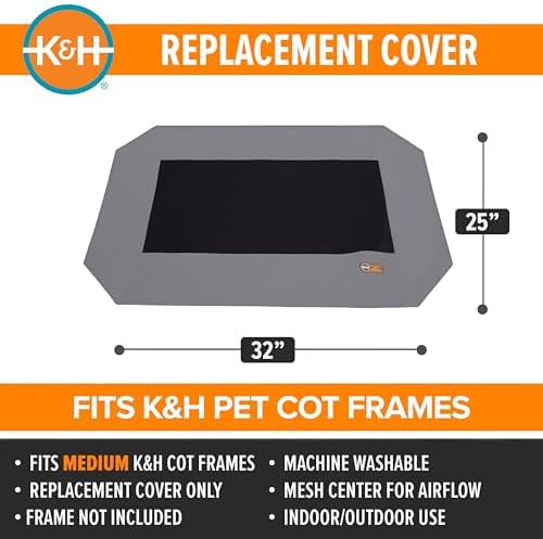 K&H Outdoor Elevated Dog Bed Pet Cot Replacement Cover, Medium 32x25in - Image 2