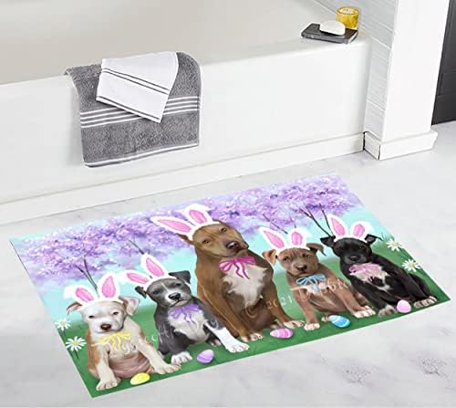 Doggie of the Day Easter Holiday Pit Bull Dog Bath Mat- Anti-Slip Pet Bath Mat by DoggieoftheDay