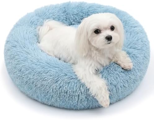 nononfish Soft Round Dog Bed for Small Dogs, Calming Plush Pet Bed by nononfish