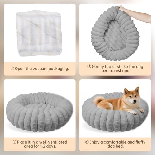 Donut Small Medium Dog Bed Washable Kitty & Puppy Bed, 23in Grey - Image 6
