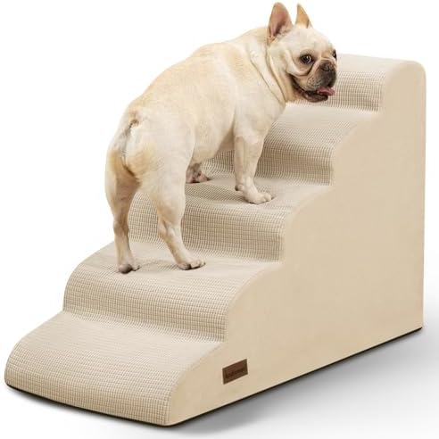 Aodisman Dog Stairs for High Bed, 5-Step Pet Ramp for Small Dogs and Cats by AODISMAN