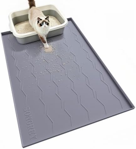 Songrey Silicone Cat Litter Mat 34" x 22", Large Litter Trapping Mat by Unknown