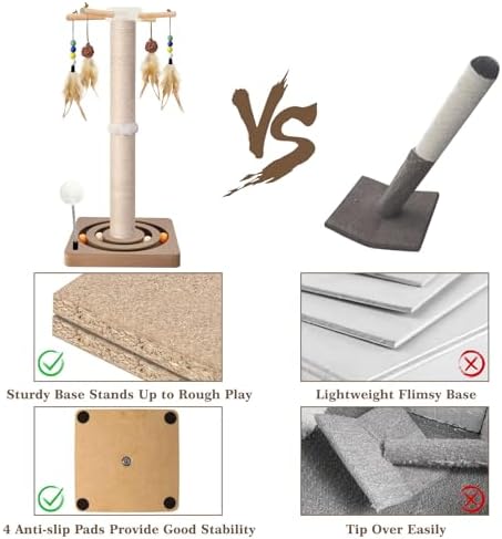 Tall Cat Scratching Post, 33 Inch Sisal Scratcher - Image 6