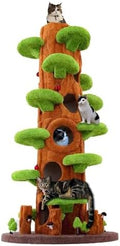 Magic Forest Cat Tree Tower, 90 inches Tall, Real Solid Wood Cat Tree by xiamiao