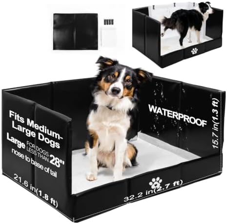 HQ4US 4LEGS Dog Litter Box Indoor High Walls, Puppy Pee Pad Holder Foldable by HQ4US4LEGS