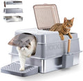 Stainless Steel Litter BoxWith Lid, XXXL Metal Litter Box by Nyutu