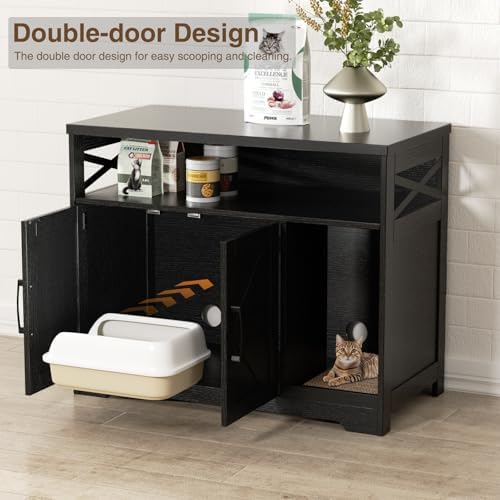 Halitaa Cat Litter Box Enclosure, Hidden Litter Box Furniture - Image 3