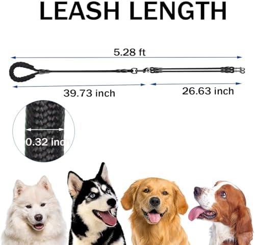 Heavy Duty 3 Dog Leash for Small Dogs No Tangle Detachable 360° Swivel Device - Image 5