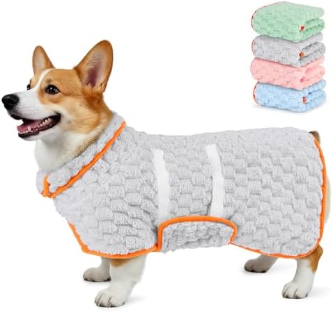 Glittme Dog Bathrobe, Super Absorbent Fleece Drying Robe by Glittme