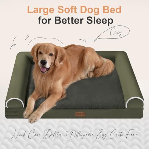 NANUYA Orthopedic Dog Bed for XX-Large Dogs, 44 x 34 Inch, Dark Green - Image 2
