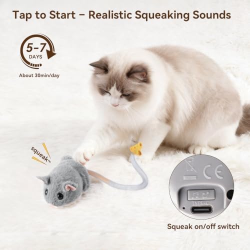 Migipaws Interactive MigiMouse Cat Toy 360° Rolling & Spin - Image 3