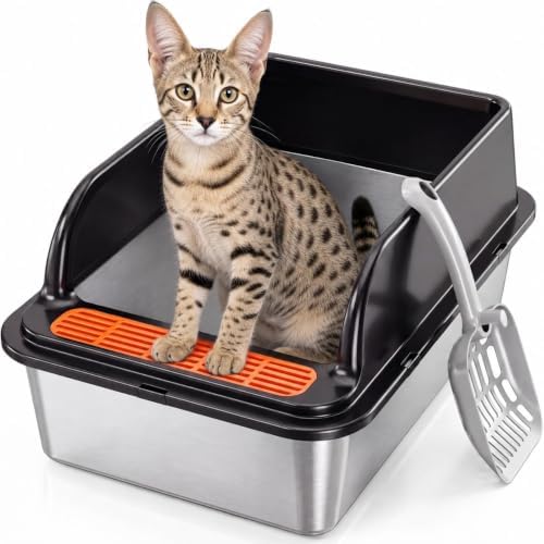 Jotesnew Large Stainless Steel Cat Litter Box by 2PackXLStainlessSteelCat
