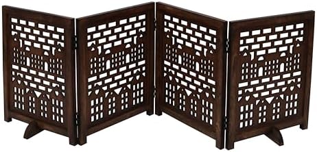 Freestanding Dog Gate 72", Foldable Wooden Pet Barrier, House Design - Image 3