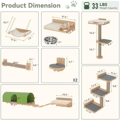 BYBYME 10PCS Cat Wall Shelves, Pine Cat Climbing Wall Furniture - Image 2