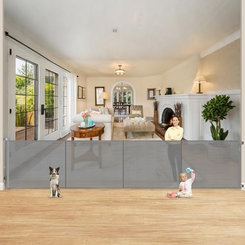 Reinforced 42" Extra Tall Retractable Baby Gate-Prevent Crawling Under by Babyproofingoutletcovers