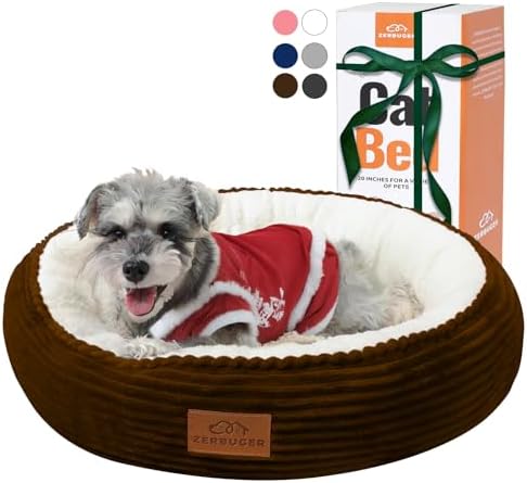 Zerbuger 23in Brown Round Dog Bed Sofa by Zerbuger