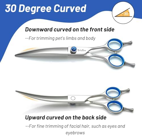 8in Curved Dog Grooming Scissors, Japanese VG10 Steel Pet Shears - Image 4