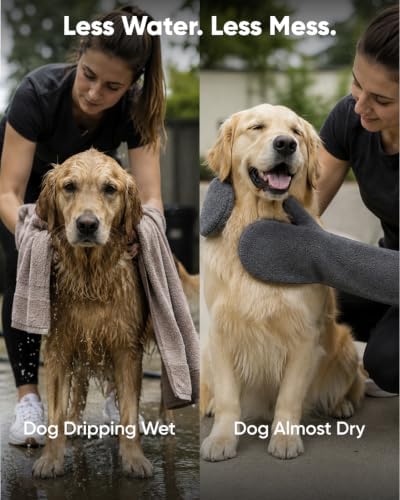 Dog Washing Gloves, Dry Grooming Towel Pets Microfiber Mitts - Image 4