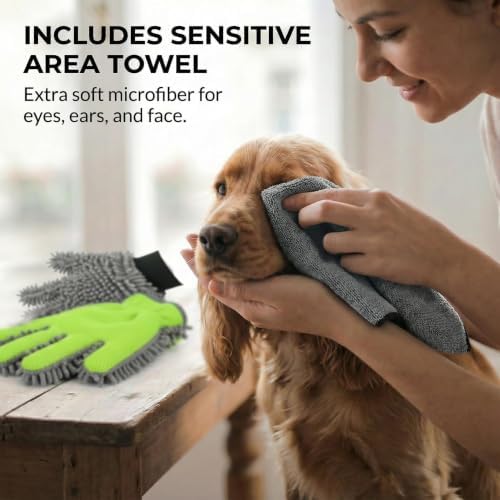 Dog Washing Gloves, 2 Chenille Mitts - Image 3