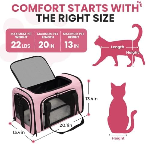 Soft-Sided Cat Carrier 20x13x13 in Expandable Travel Pet Bag 22LBS - Image 2