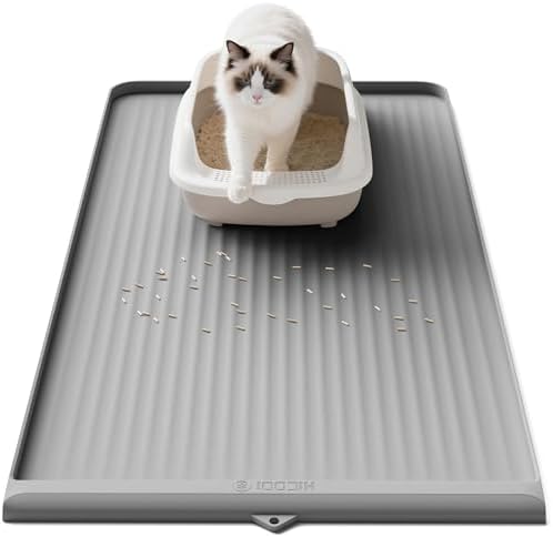 Cat Litter Mat 36"x24", Waterproof Litter Trapping Mat by HICOOI
