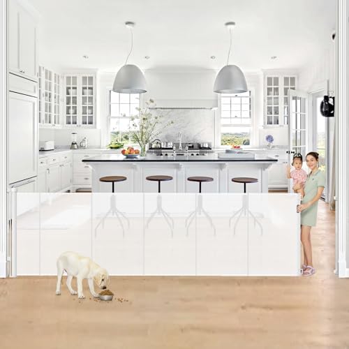 Reinforced 42" Tall x 130” Extra Wide Retractable Baby Gates Tall Dog Gate by Bingguz