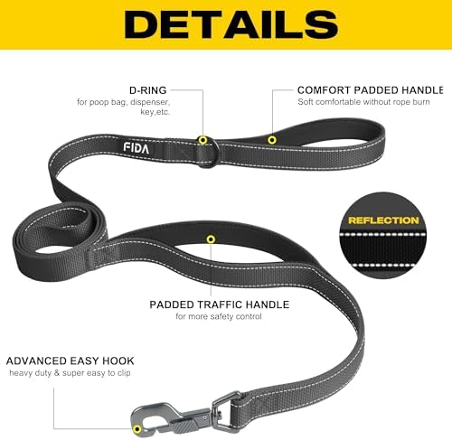 Fida Heavy Duty Dog Leash for Medium Large Dogs, 6 FT, Dual Padded Handles - Image 2