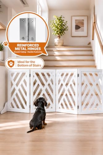 24" Wooden Dog Gate Indoor, Freestanding Pet Gate - Image 4