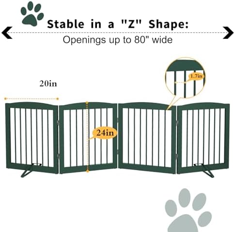 PUPETPO Freestanding Pet Gate for Dogs, Foldable Wooden Dog Gate for House - Image 6