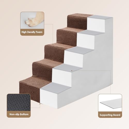 EHEYCIGA Dog Stairs for High Bed 22.5" H, 5-Step Dog Steps - Image 3