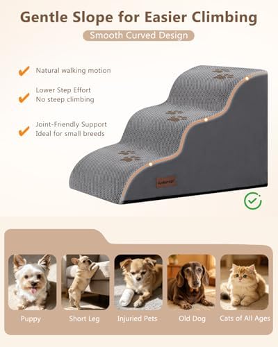 Aodisman Dog Stairs for Small Dogs, 3 Step Dog Ramp for Couch, Non-Slip Steps - Image 6