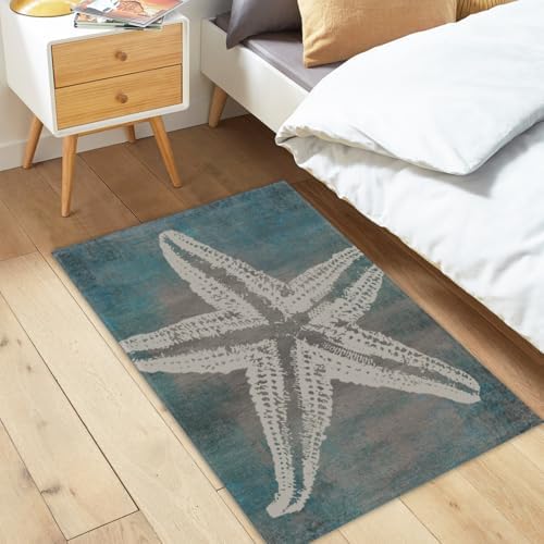 Giwawa Vintage Starfish Bath Rug Coastal Beachy Nautical Bathtub Mat Extra Soft - Image 2