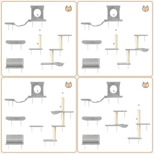 NUNU LAB 14-in-1 Cat Wall Shelves, Wall-Mounted Cat Climber Set - Image 5