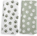 Dog Paws Dish Towel, Sage Green Kitchen Towels and Dishcloths Set of 2 by NOQL