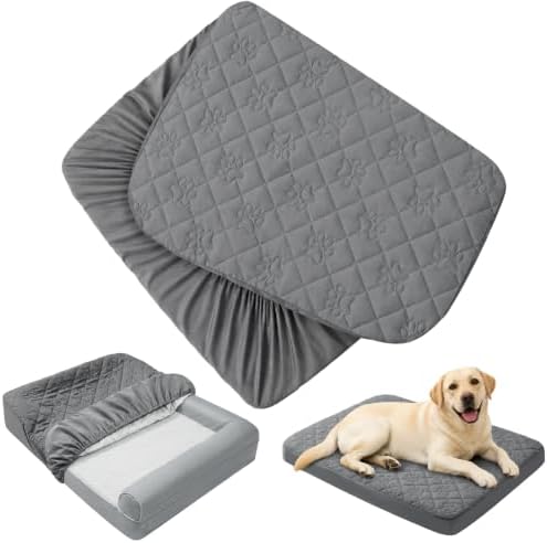 PAWFINITY XL Waterproof Dog Bed Cover Replacement, Fitted Sheet Washable by Pawfinity